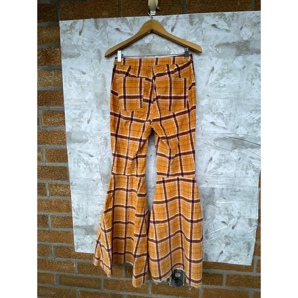 FREE PEOPLE Plaid Float On Flare Corduroy Pants size 28 - Picture 8 of 12